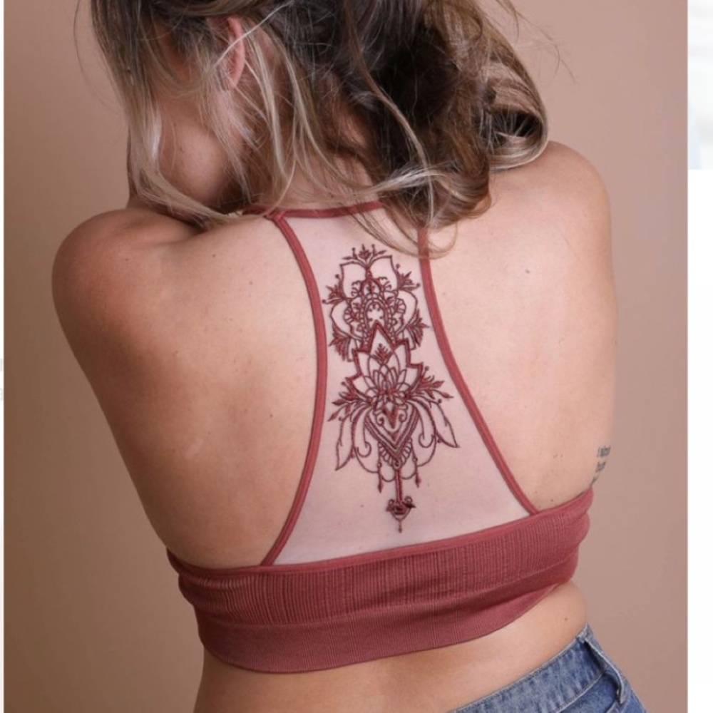 LAST 1 M/L NEW Bohemian Design Back Mesh Racerback Bralette - Picture 4 of 8